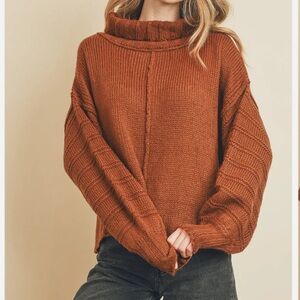 Dress Forum NWT Women's Rust Cowl Neck Sweater - Large